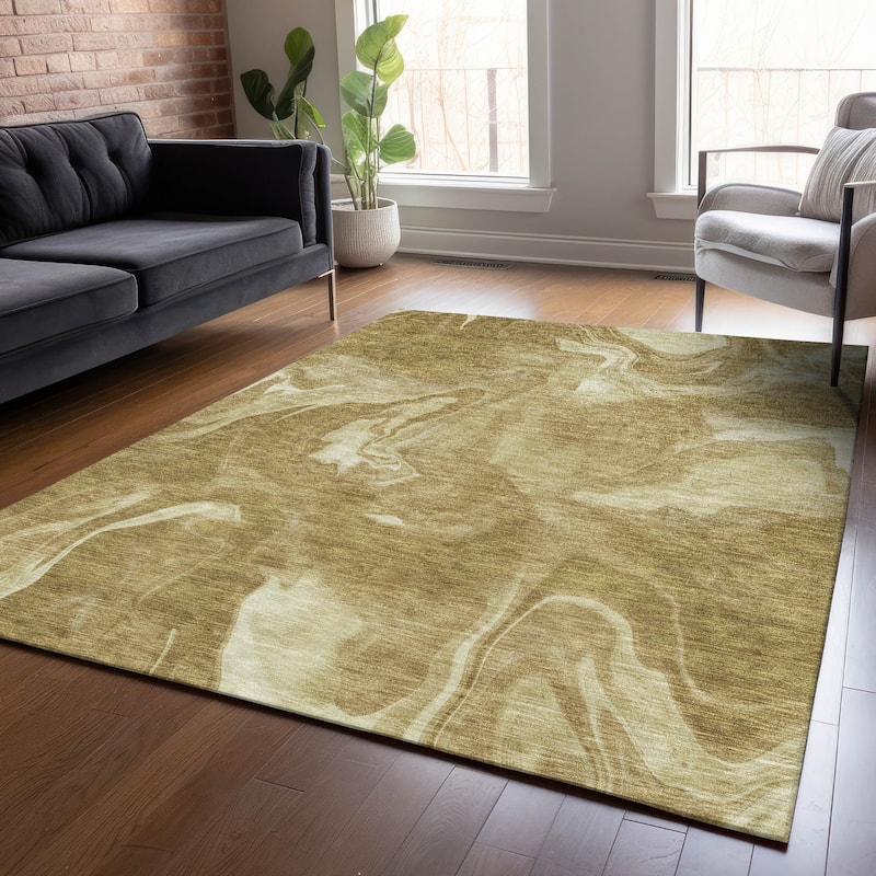 Machine Washable Indoor/ Outdoor Chantille Abstract Motion Rug