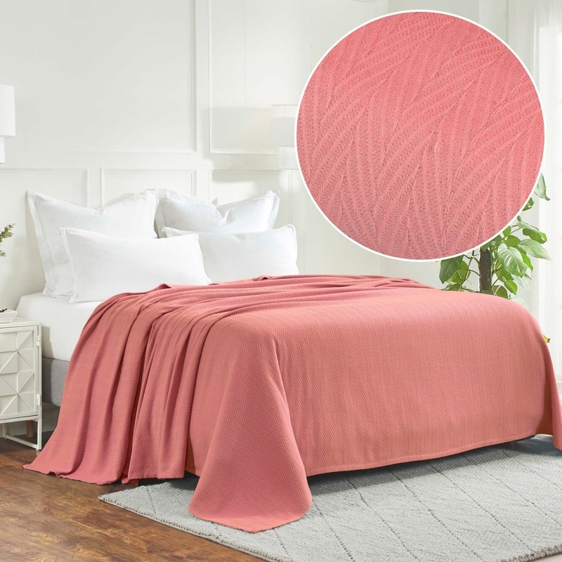 Superior Metro Zig-Zag Chevron All-Season Bedding Cotton Blanket - Throw - Coral