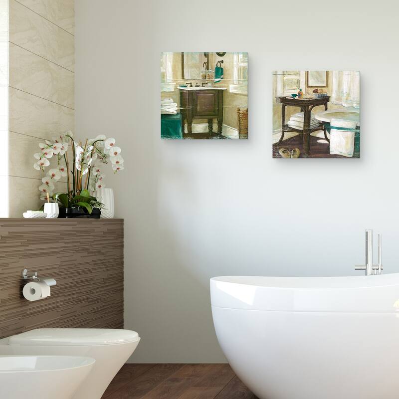Shiplap Bath by Carol Robinson S/2 by Carol Robinson Canvas Art Prints