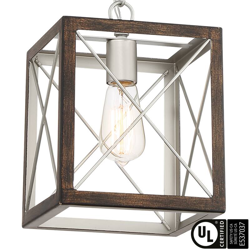 Acroma 1-light Farmhouse Rustic Rectangle Kitchen Island Pendant Light - 8 inches