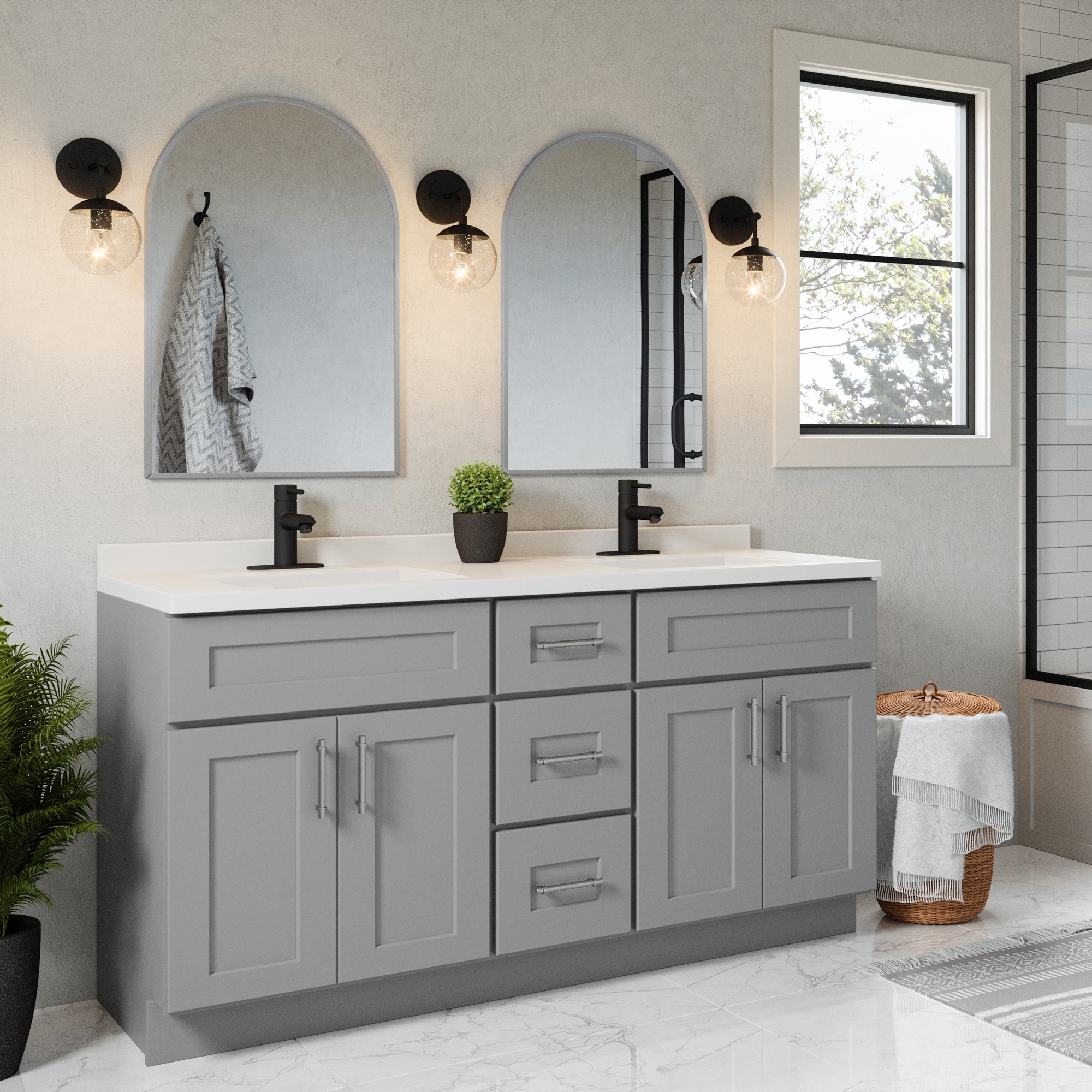 Modern Metal Framed Maeve Arched Wall Accent Mirror