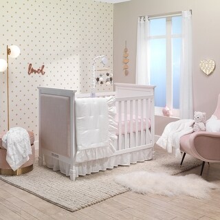 Lambs & Ivy Signature Ruffle Watercolor/Rosebud Floral 4-Piece Crib Bedding Set