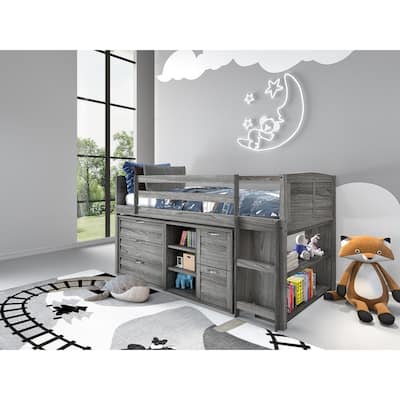 Taylor & Olive Dardanelle Grey Wood Twin Low Loft Bed