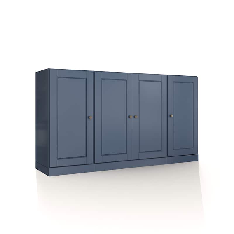 100% Solid Wood 65" Sideboard with Clear, Frosted Glass or Solid Wood Doors by Palace Imports