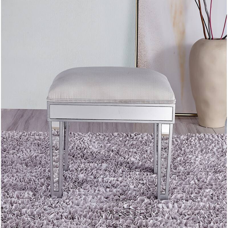 Dressing stool 18"Wx 14"D x 18"H in antique silver paint