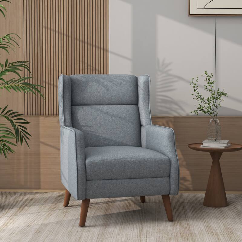 Modern High Back Cotton Linen Accent Chair - Dark Grey