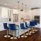 preview thumbnail 83 of 125, Velvet Upholstered Nailheads Tufted Swivel Bar Stools (Set of 6) Navy GoldBase Set of 6