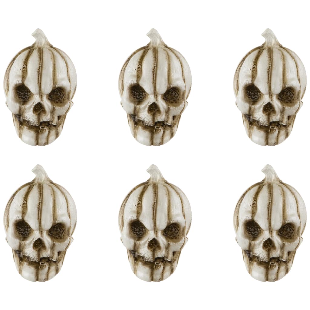 Bag of Mini Pumpkin Head Skulls Halloween Decorations - 3" - Set of 6