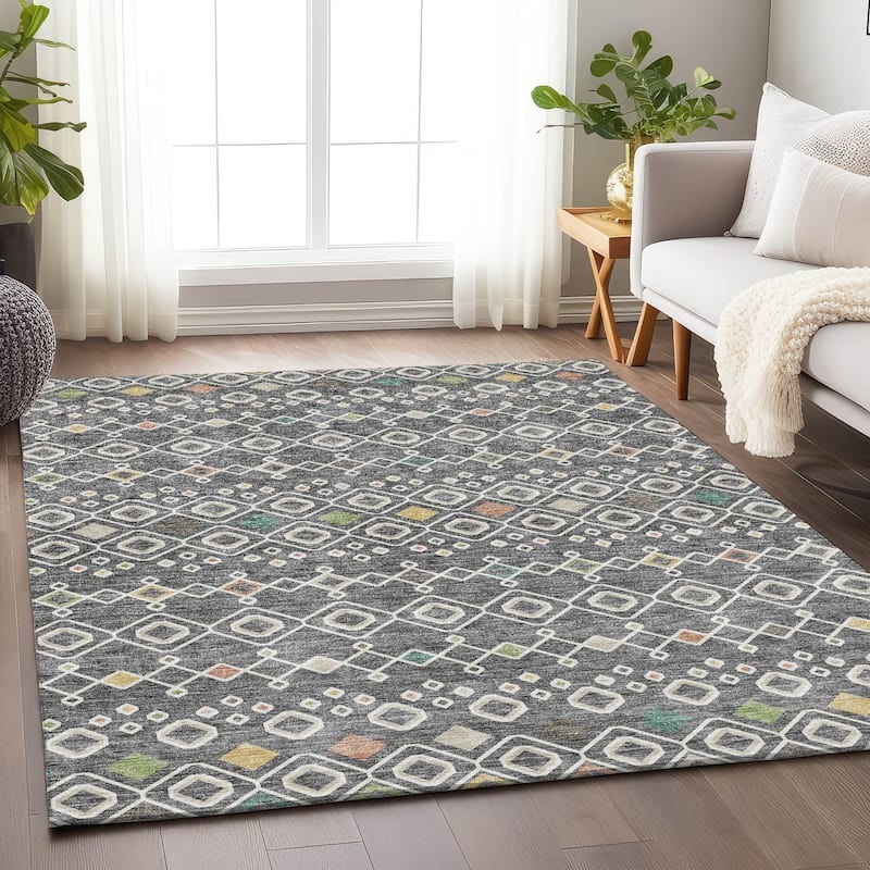 Premium Washable Super Soft Moroccan Global Mayfield Rug - Gray - 5' x 7'6"