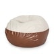 preview thumbnail 4 of 3, Maxi 5 Foot Two color Fabric and Faux Leather Rounded Bean Bag
