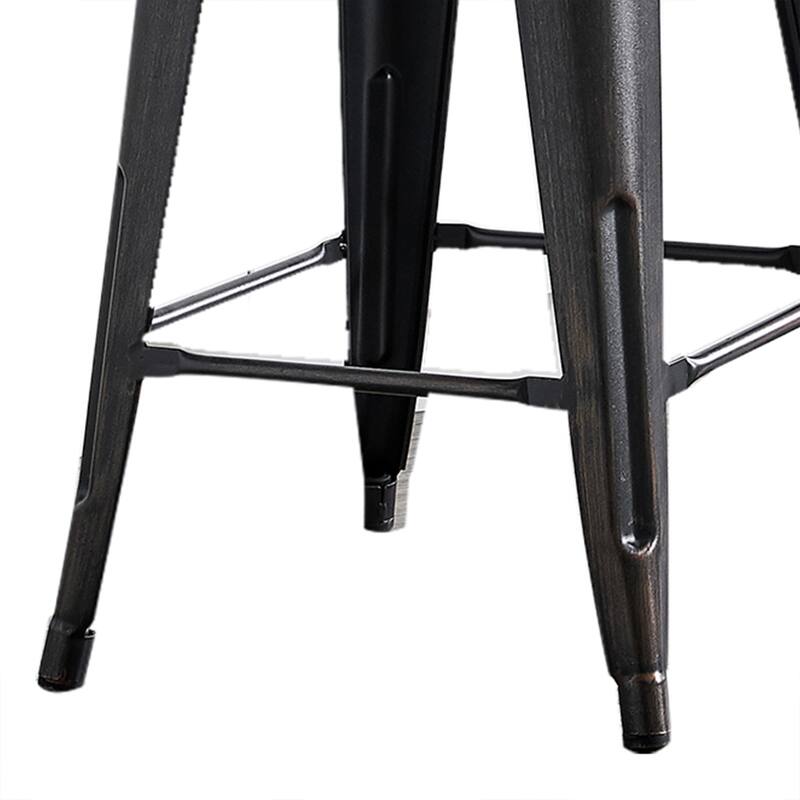 30" Industrial Distressed Black Metal Counter Height Kitchen Bar Stool Set of 2