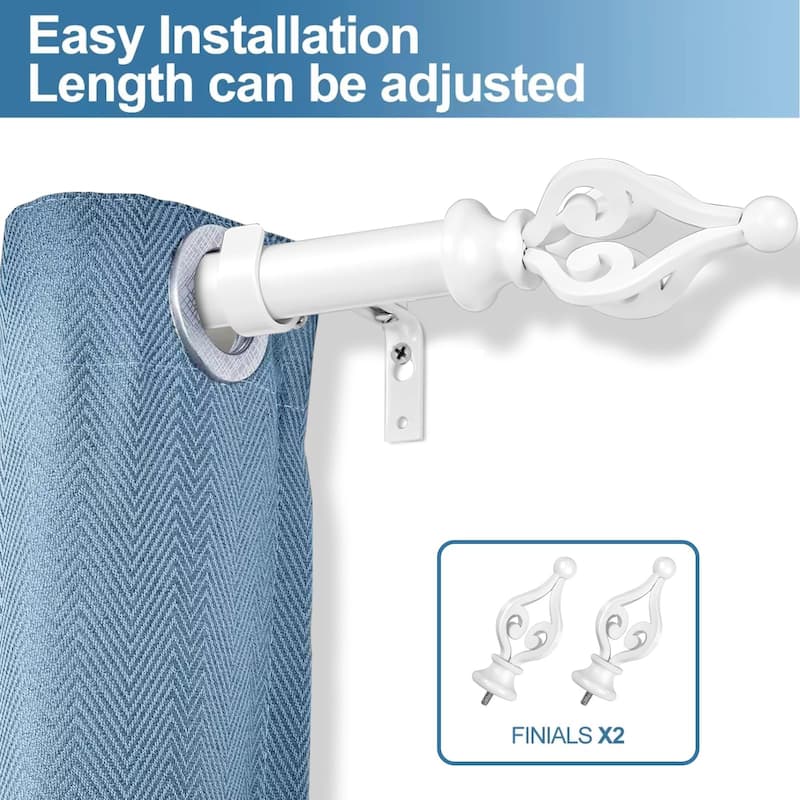 1-inch Diameter Portia Adjustable Single Drapery Curtain Rod