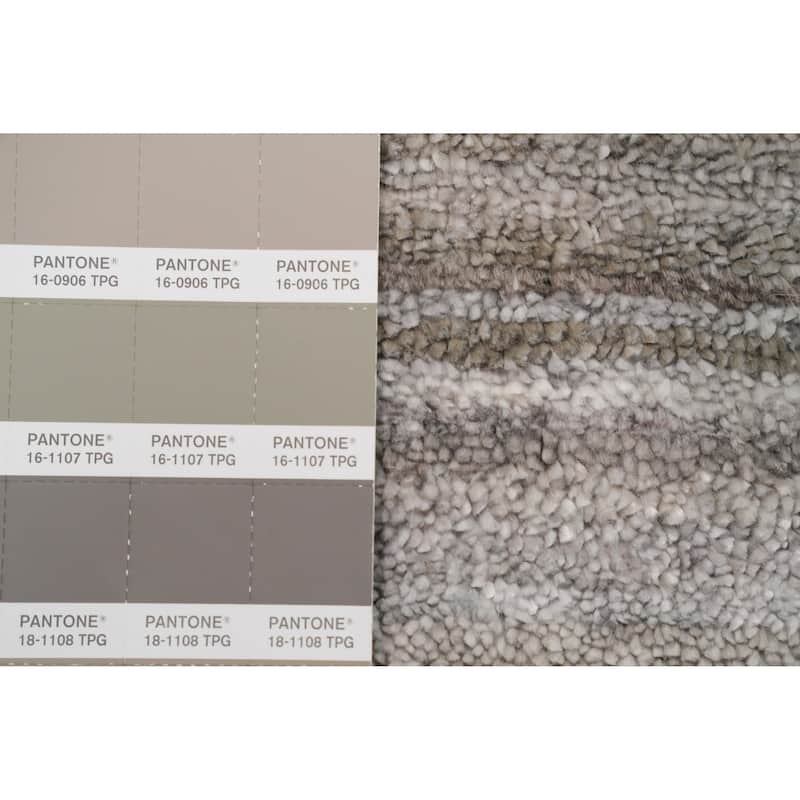 Hand Knotted Oriental Viscose Silk Carpet Tribal Animal Pictorial Greys & Charcoal Gabbeh Area Rug - 6' 2'' X 5' 11''