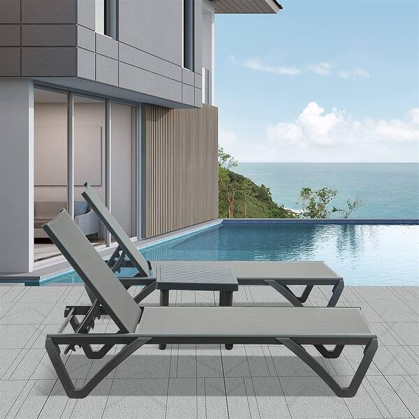 Patio Chaise Lounge Chair Set of 3 Outdoor Sunbathing Chair Bed Bath