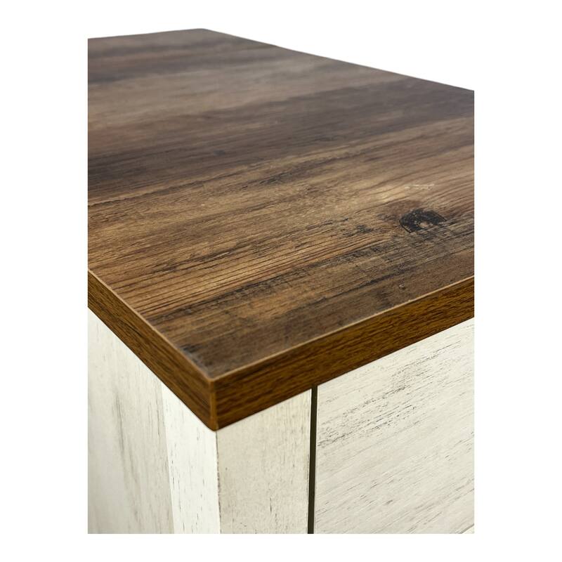 Farmhouse End Table with Charging Station,Night Stand with Barn Door and Drawer