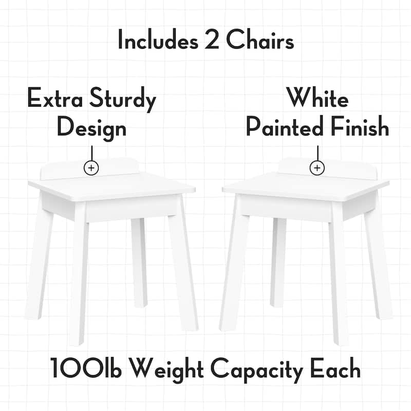 RiverRidge Kids 2pc Chairs for Playroom, Nursery, and Daycare - White