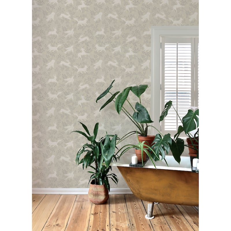 Chesapeake Revelry Taupe Forest Frolic Wallpaper