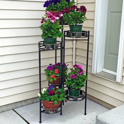 6-Tiered Metal Folding Plant Flower Pot Stand - 45" - Indoor-Outdoor - 6-Tier