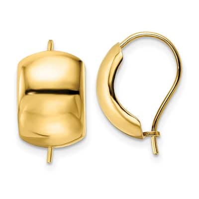 Curata 14k Yellow Gold Polished Domed Half Hoop Hook Earrings 15.6x10mm