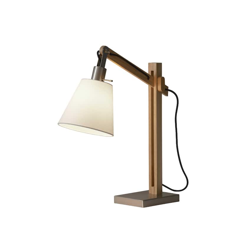 HomeRoots Rustic Hinged Natural Wood Table Lamp - 5.25 x 21 x 25