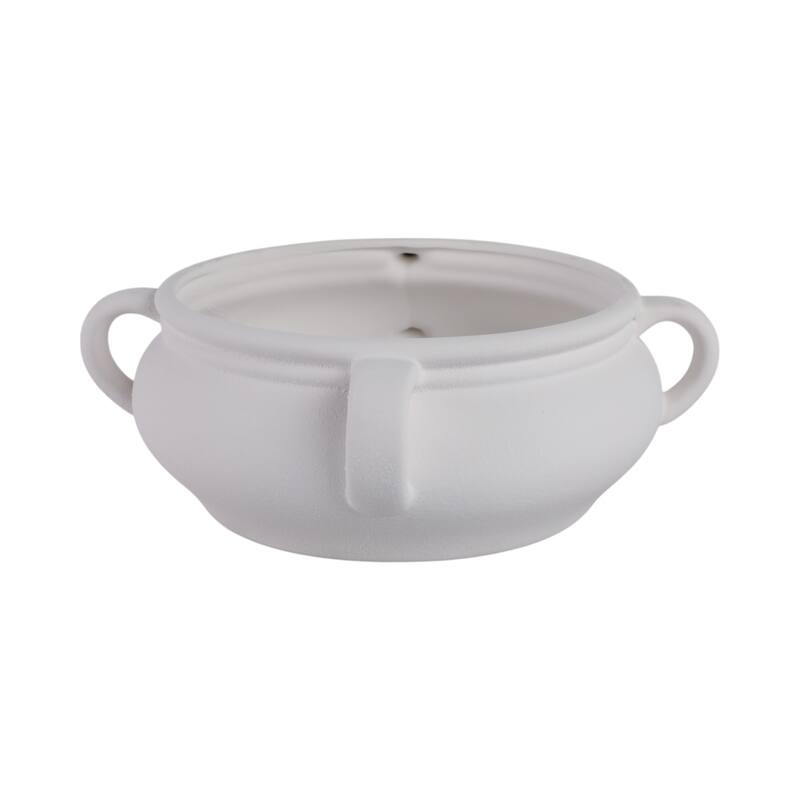 Ceramic Textured Bowl with Three-Handle Design Modern Decorative Form - 11" x 11" x 5"