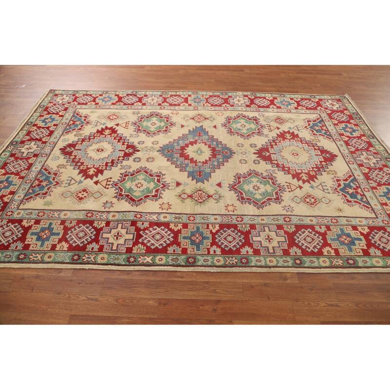 Kazak Oriental Area Rug Hand-Knotted Wool Carpet - 5'8" x 8'8"