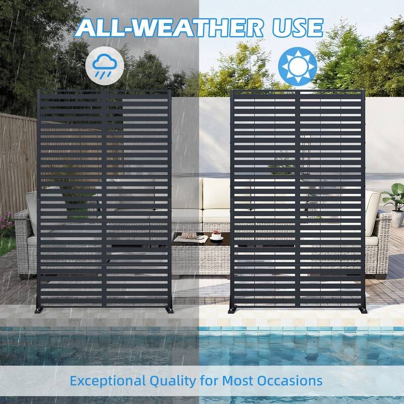 EROMMY Privacy Screen Metal Outdoor Indoor Divider, Weather & Rust Proof Garden Patio Pool Fence, Easy Assemble Modern Design