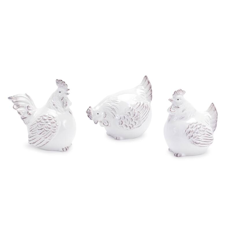 Ceramic Resting Chicken Figurines - 5" - Set of 6