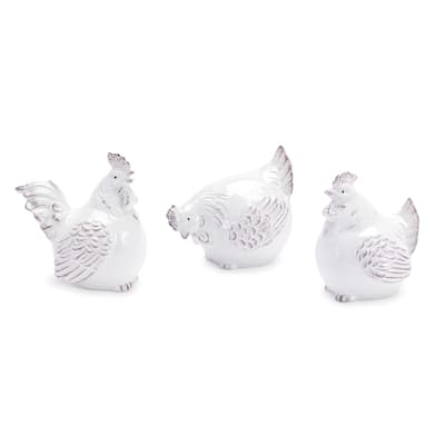 Ceramic Resting Chicken Figurines - 5" - Set of 6