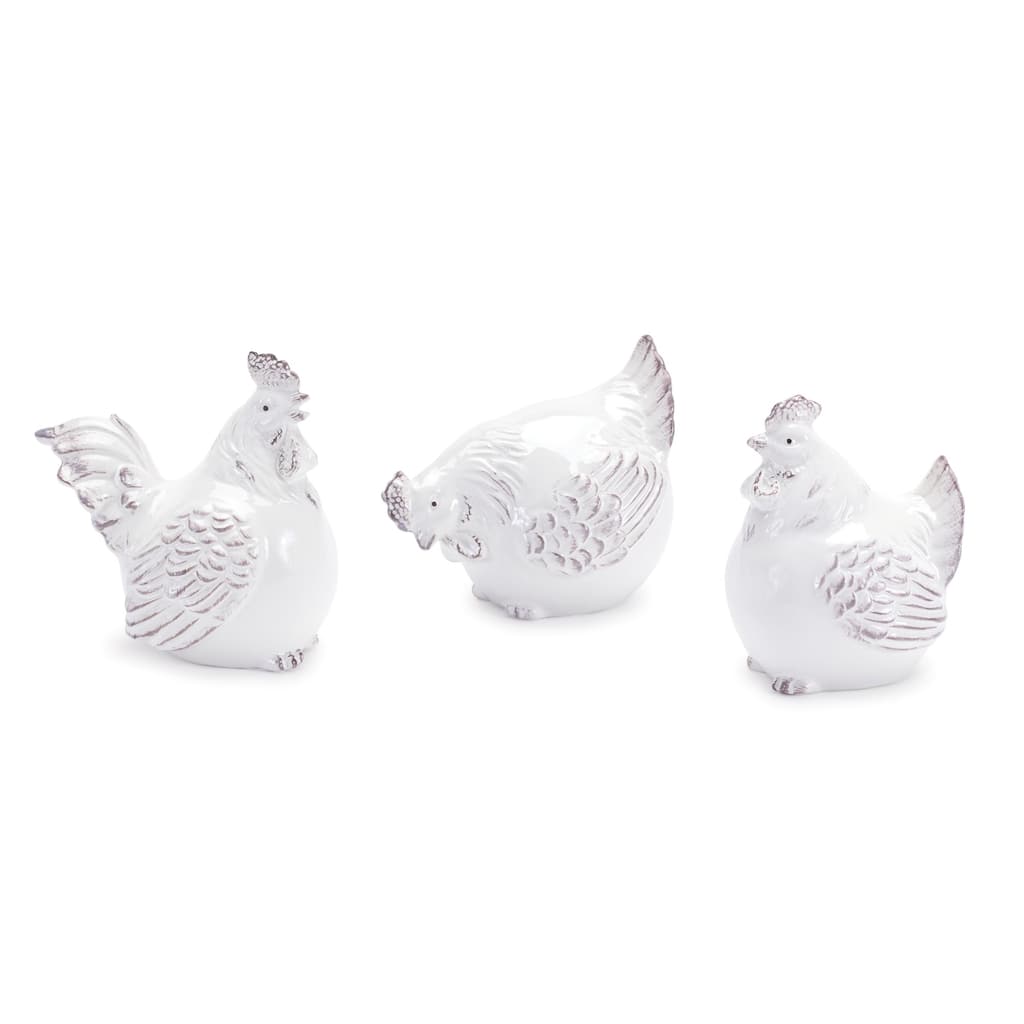 Ceramic Resting Chicken Figurines - 5" - Set of 6