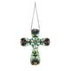 preview thumbnail 6 of 8, 20" x 16" Victorian Design Cross Stained Glass Panel/ Suncatcher Green/Blue