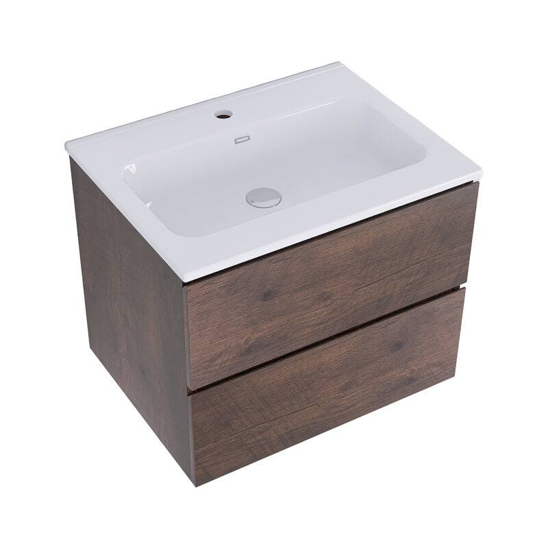 24 inches Wall-mounted Bathroom Vanity Set with White Ceramic Integrated Sink - 24" x 18"