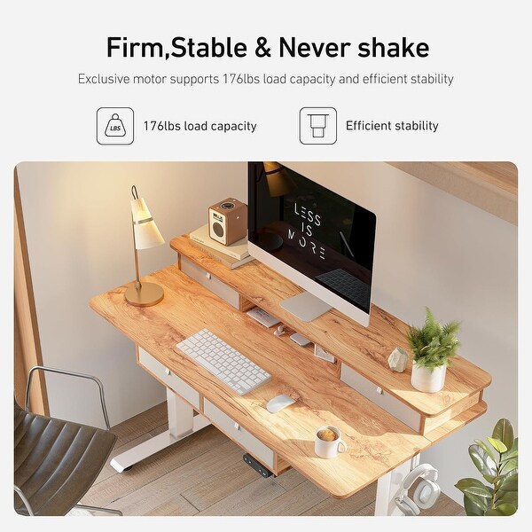 FEZIBO Sturdy Height Adjustable Electric Standing Desk with Drawers Stand Up Table with Large Storage Shelf Sit Stand Desk On Sale Bed Bath Beyond 40160661