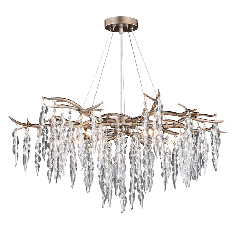 Rainier 5 Light Silver Crystal Waterfall Chandelier - 32-in W x 18.5-in H x 32-in D - Silver Mist - 32-in W x 18.5-in H x 32-in D