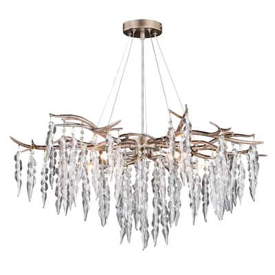 Rainier 5 Light Silver Crystal Waterfall Chandelier - 32-in W x 18.5-in H x 32-in D