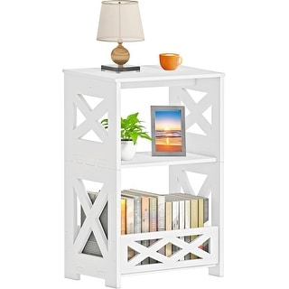 Compact 3-Tier Side Table with Storage Shelf, Multi-Functional ...