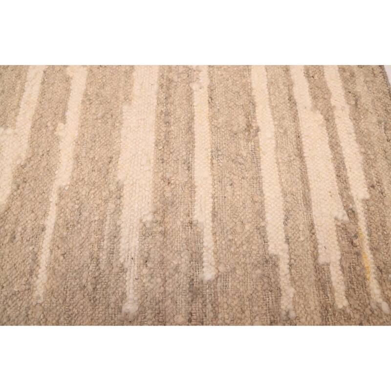 ECARPETGALLERY Flat-Weave Marrakech Taupe Wool Kilim - 5'2 x 7'11