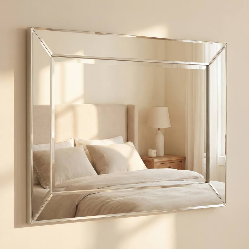 Beveled Rectangular Clear HD Wall Mounted Mirror for Bathroom, Vanity, Bedroom Mirrors, 3 sizes
