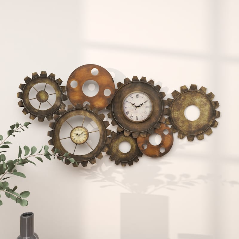 Brown Metal Gear Decorative Wall Clock