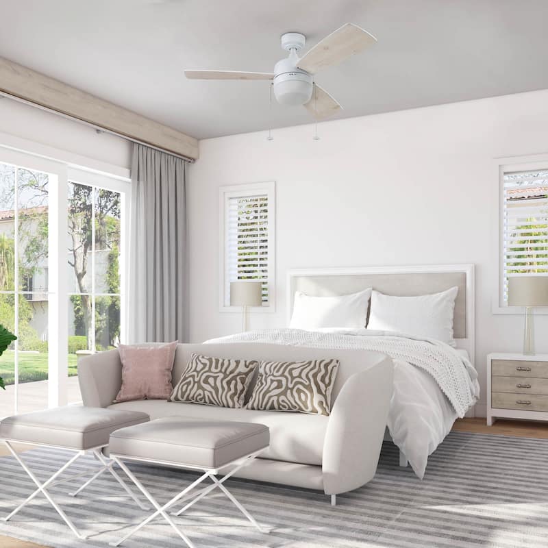 44" Honeywell Barcadero Matte Black Contemporary Indoor LED Ceiling Fan with Light, Pull Chain