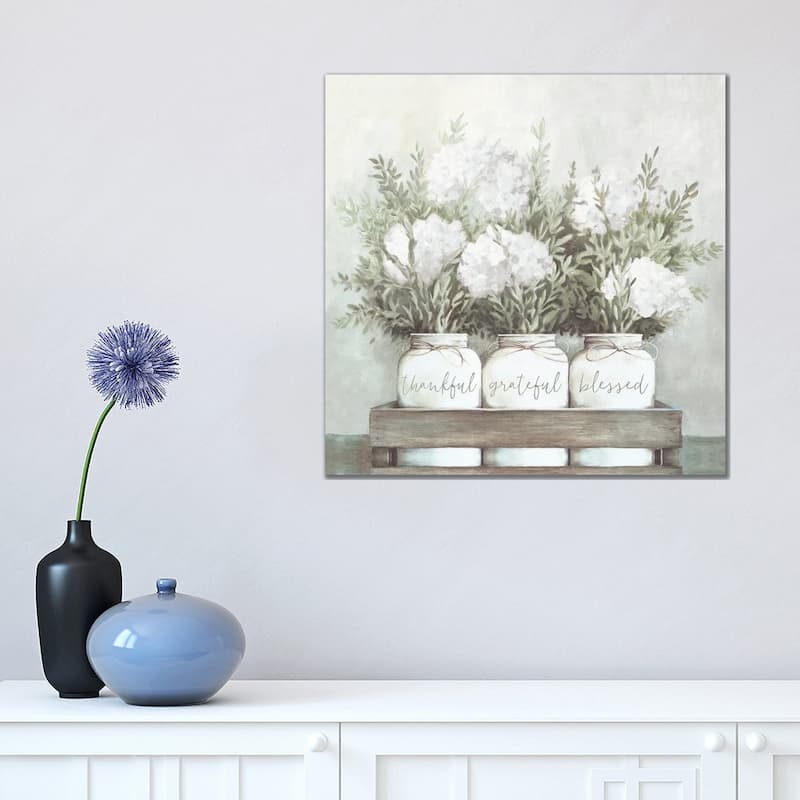 iCanvas "White Flower Jars" by Dogwood Portfolio Canvas Print - 18x18x1.5
