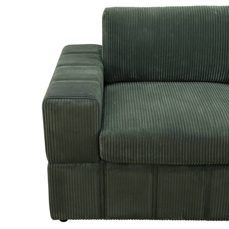 Oversized Corduroy 7 - Piece Corner Sectional Sofa Couch with Ottoman for Living Room Sofa Set