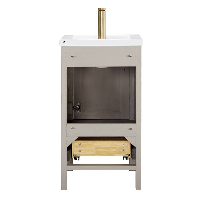 Gela Single Bath Vanity with Ceramic Basin Top and Mirror