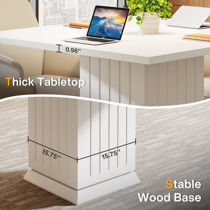 Square Conference Table Small Modern Meeting Table for Home Office