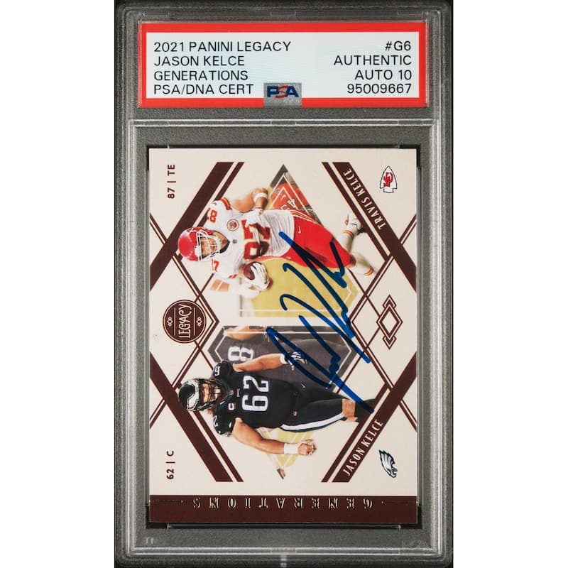 Jason Kelce 2021 Panini Legacy Signed Football Card #G6 Auto Graded PSA 10 09667 - 8'6" x 11'6"