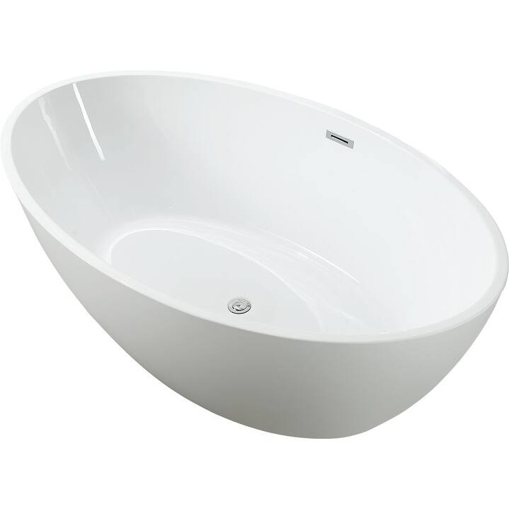 Vanity Art 69" Freestanding Acrylic Soaking Bathtub with Slotted Overflow & Pop-up Drain