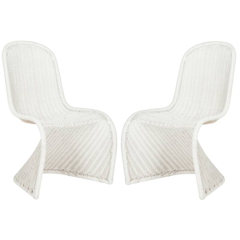 SAFAVIEH Baukje Grey Wicker Dining Chair (Set of 2) - 19Wx26Dx35H