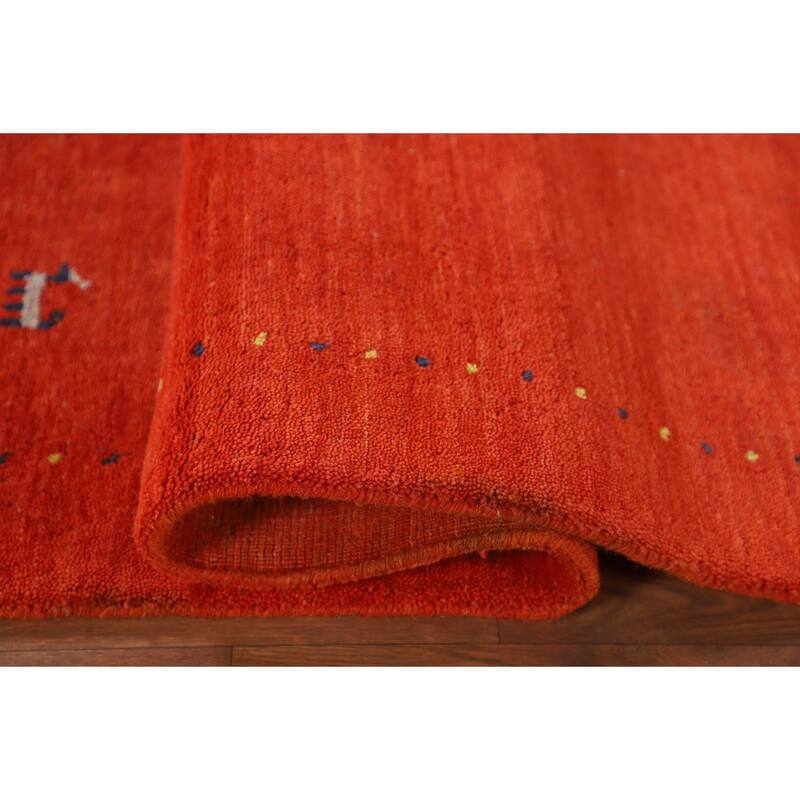 Salmon Tribal Gabbeh Oriental Area Rug Handmade Wool Carpet - 3'10"x 5'10"