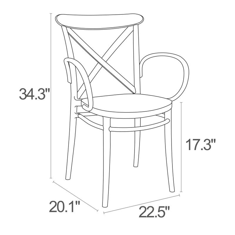34.25" Black Cross Stackable Patio XL Dining Armchair