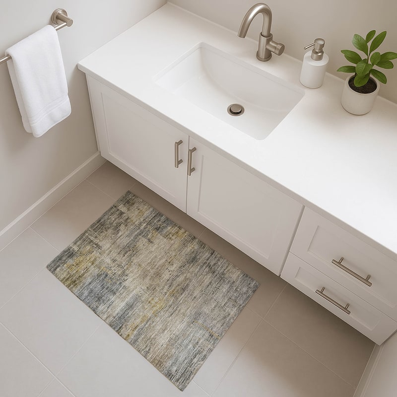 Premium Washable Super Soft Modern Abstract Mayfield Rug - Pewter - 1'8" x 2'6"